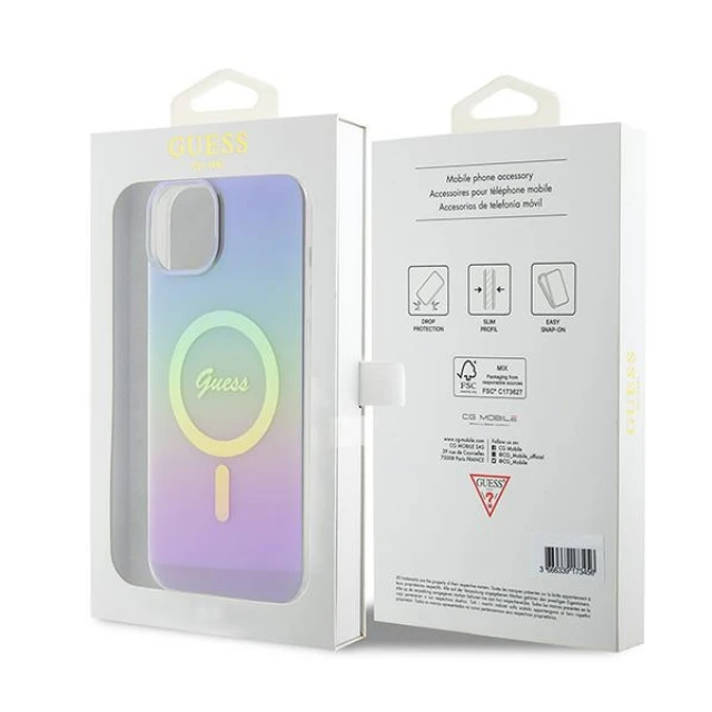 Чохол Guess IML Iridescent для iPhone 15 Plus Purple with MagSafe (GUHMP15MHITSU)