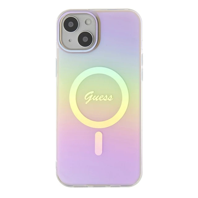 Чохол Guess IML Iridescent для iPhone 15 Plus Pink with MagSafe (GUHMP15MHITSP)