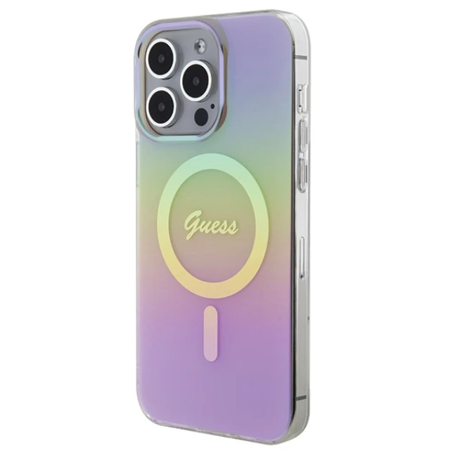 Чохол Guess IML Iridescent для iPhone 15 Pro Pink with MagSafe (GUHMP15LHITSP)