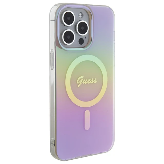 Чохол Guess IML Iridescent для iPhone 15 Pro Pink with MagSafe (GUHMP15LHITSP)