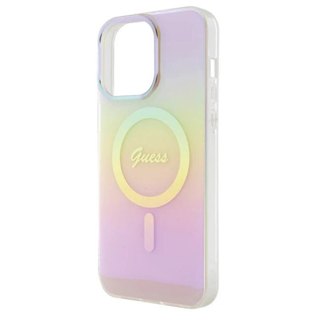 Чохол Guess IML Iridescent для iPhone 15 Pro Pink with MagSafe (GUHMP15LHITSP)