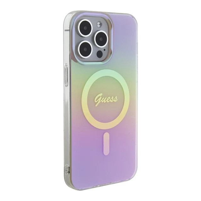 Чохол Guess IML Iridescent для iPhone 15 Pro Max Pink with MagSafe (GUHMP15XHITSP)