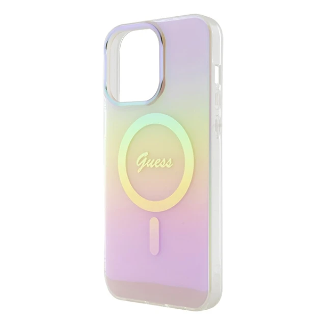 Чохол Guess IML Iridescent для iPhone 15 Pro Max Pink with MagSafe (GUHMP15XHITSP)