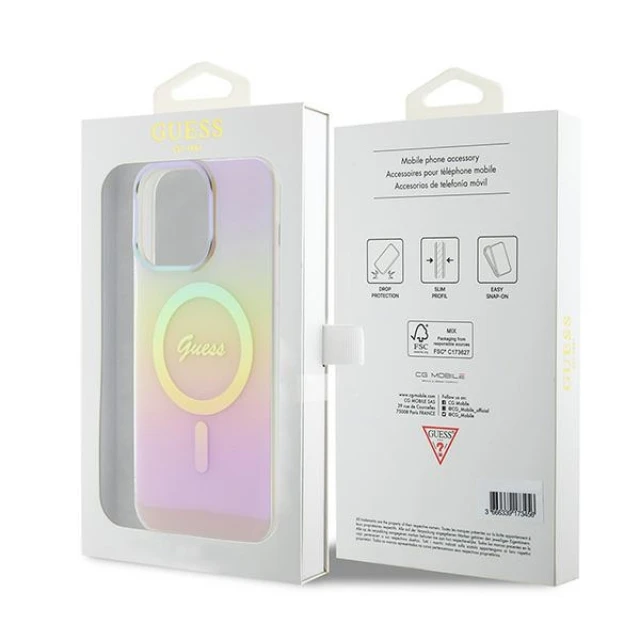 Чохол Guess IML Iridescent для iPhone 15 Pro Max Pink with MagSafe (GUHMP15XHITSP)