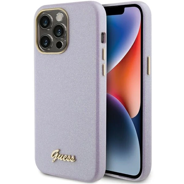 Чохол Guess Glitter Glossy Script для iPhone 15 Pro Lilac (GUHCP15LPGMCSL)