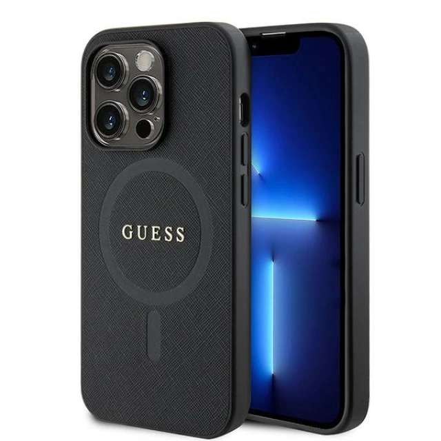 Чехол Guess Saffiano для iPhone 15 Pro Max Black with MagSafe (GUHMP15XPSAHMCK)