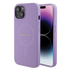 Чохол Guess Saffiano для iPhone 15 Purple with MagSafe (GUHMP15SPSAHMCU)