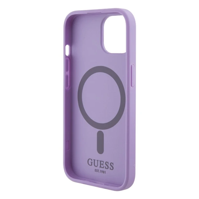 Чохол Guess Saffiano для iPhone 15 Purple with MagSafe (GUHMP15SPSAHMCU)