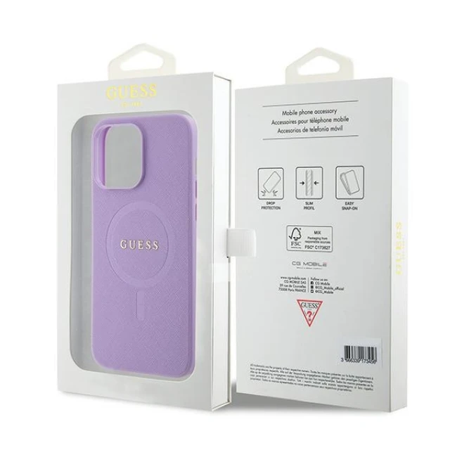 Чохол Guess Saffiano для iPhone 15 Pro Max Purple with MagSafe (GUHMP15XPSAHMCU)