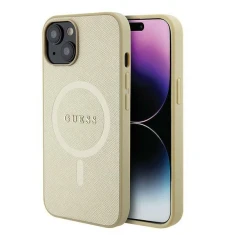 Чехол Guess Saffiano для iPhone 15 Plus Gold with MagSafe (GUHMP15MPSAHMCB)
