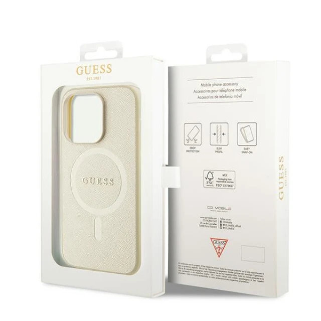 Чохол Guess Saffiano для iPhone 15 Pro Max Beige with MagSafe (GUHMP15XPSAHMCB)