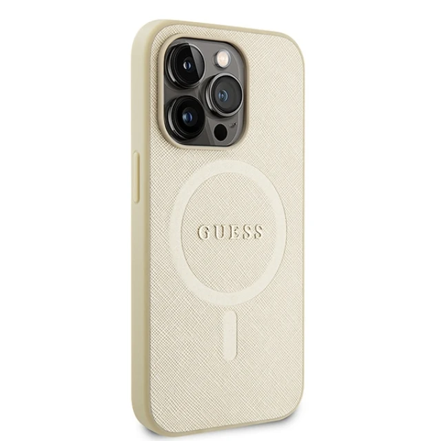 Чохол Guess Saffiano для iPhone 15 Pro Max Beige with MagSafe (GUHMP15XPSAHMCB)