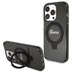 Чохол Guess Ring Stand Script Glitter для iPhone 13 Pro Black with MagSafe (GUHMP13LHRSGSK)