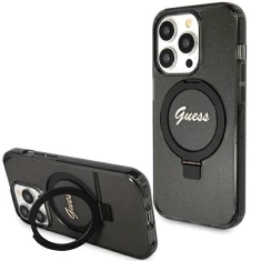 Чохол Guess Ring Stand Script Glitter для iPhone 15 Pro Black with MagSafe (GUHMP15LHRSGSK)