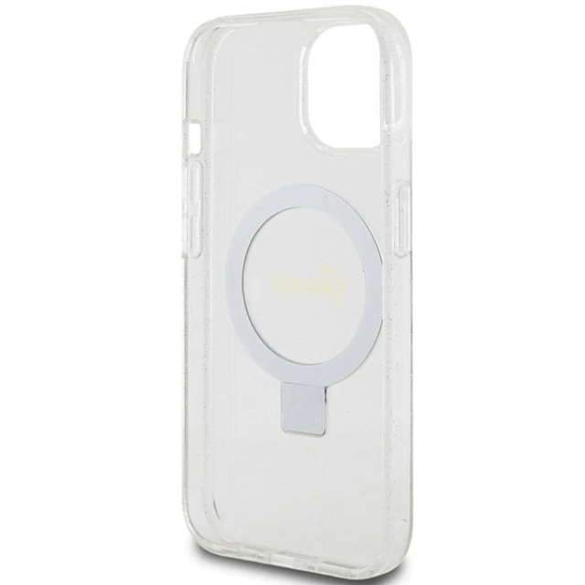 Чехол Guess Ring Stand Script Glitter для iPhone 15 | 14 | 13 Transparent with MagSafe (GUHMP15SHRSGSD)