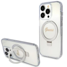 Чохол Guess Ring Stand Script Glitter для iPhone 15 Pro Transparent with MagSafe (GUHMP15LHRSGSD)