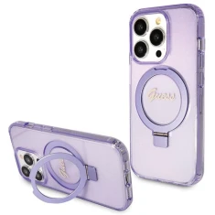 Чохол Guess Ring Stand Script Glitter для iPhone 14 Pro Purple with MagSafe (GUHMP14LHRSGSU)