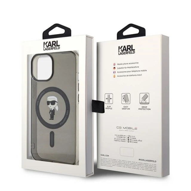 Чохол Karl Lagerfeld IML Ikonik для iPhone 15 Black with MagSafe (KLHMP15SHFCKNOK)