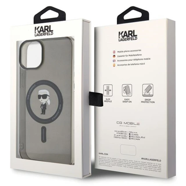 Чохол Karl Lagerfeld IML Ikonik для iPhone 15 Plus Black with MagSafe (KLHMP15MHFCKNOK)