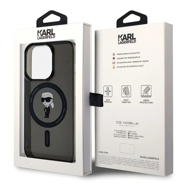 Чохол Karl Lagerfeld IML Ikonik для iPhone 15 Pro Black with MagSafe (KLHMP15LHFCKNOK)