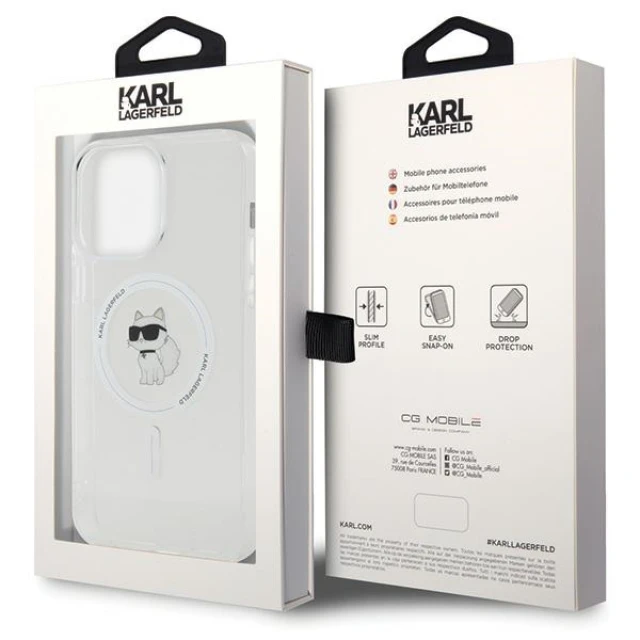 Чохол Karl Lagerfeld IML Choupette для iPhone 15 Pro Max Transparent with MagSafe (KLHMP15XHFCCNOT)