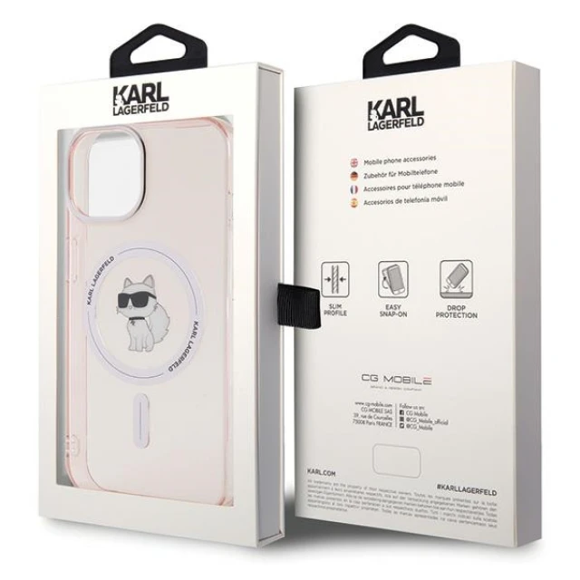 Чохол Karl Lagerfeld IML Choupette для iPhone 15 Pink with MagSafe (KLHMP15SHFCCNOP)