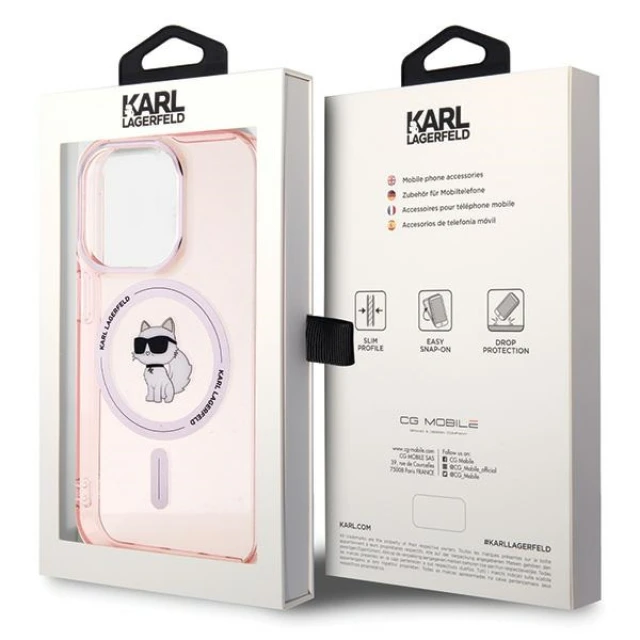 Чохол Karl Lagerfeld IML Choupette для iPhone 15 Pro Pink with MagSafe (KLHMP15LHFCCNOP)