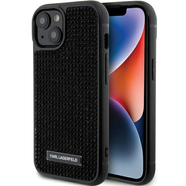 Чохол Karl Lagerfeld Rhinestone Logo Metal Plate для iPhone 15 Black (KLHCP15SHDSPLK)