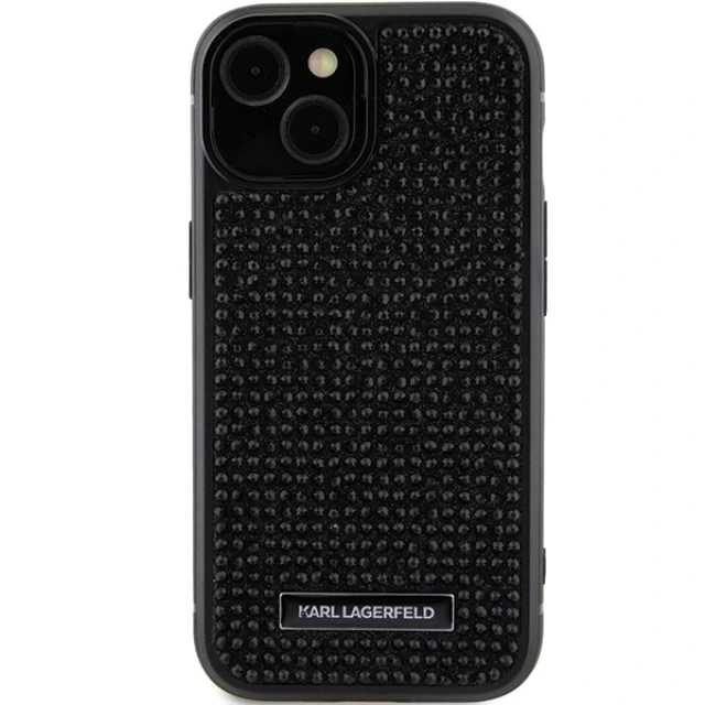Чохол Karl Lagerfeld Rhinestone Logo Metal Plate для iPhone 15 Black (KLHCP15SHDSPLK)