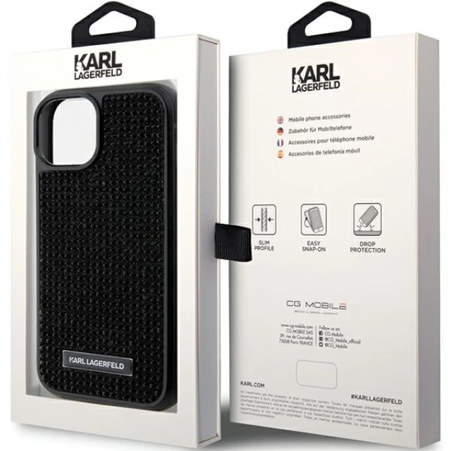 Чохол Karl Lagerfeld Rhinestone Logo Metal Plate для iPhone 15 Black (KLHCP15SHDSPLK)