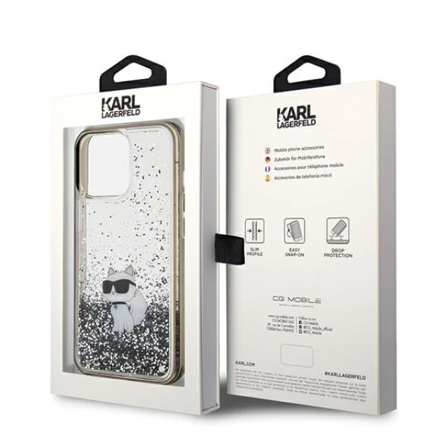 Чехол Karl Lagerfeld Liquid Glitter Choupette для iPhone 13 | 13 Pro Transparent (KLHCP13LLKCNSK)