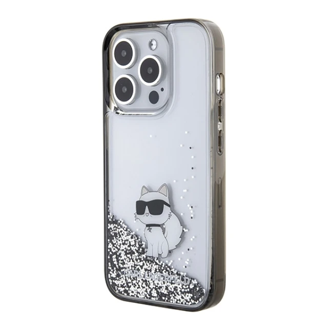 Чохол Karl Lagerfeld Liquid Glitter Choupette для iPhone 15 Pro Transparent (KLHCP15LLKCNSK)