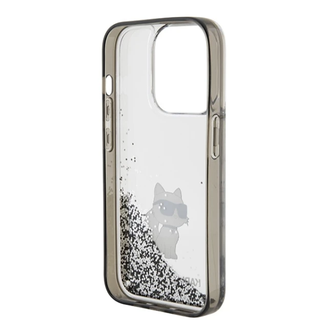 Чохол Karl Lagerfeld Liquid Glitter Choupette для iPhone 15 Pro Transparent (KLHCP15LLKCNSK)
