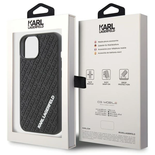 Чохол Karl Lagerfeld 3D Rubber Multi Logo для iPhone 15 Black (KLHCP15S3DMKRLK)