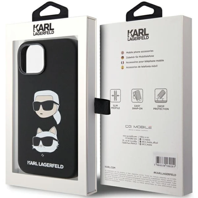 Чохол Karl Lagerfeld Silicone Karl & Choupette Head для iPhone 15 Black (KLHCP15SSDHKCNK)