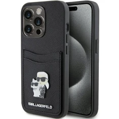 Чохол Karl Lagerfeld Saffiano Cardslot Karl&Choupette Metal Pin для iPhone 15 Pro Black (KLHCP15LSAPKCNPK)