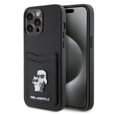 Чехол Karl Lagerfeld Saffiano Cardslot KC Metal Pin для iPhone 15 Pro Max Black (KLHCP15XSAPKCNPK)