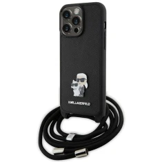 Чохол Karl Lagerfeld Crossbody Saffiano Metal Pin Karl & Choupette для iPhone 15 Pro Max Black (KLHCP15XSAKCPSK)
