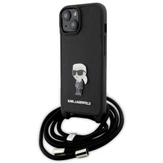 Чохол Karl Lagerfeld Crossbody Saffiano Monogram Metal Pin Karl & Choupette для iPhone 15 Black (KLHCP15SSASKNPSK)