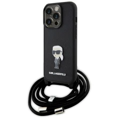 Чохол Karl Lagerfeld Crossbody Saffiano Monogram Metal Pin Karl & Choupette для iPhone 15 Pro Black (KLHCP15LSASKNPSK)