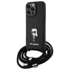 Чохол Karl Lagerfeld Crossbody Saffiano Monogram Metal Pin Karl & Choupette для iPhone 15 Pro Max Black (KLHCP15XSASKNPSK)