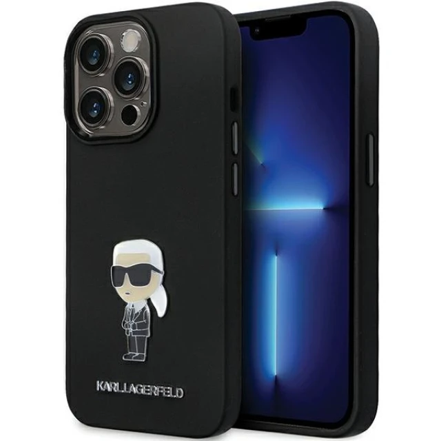 Чохол Karl Lagerfeld Silicone Ikonik Metal Pin для iPhone 14 Pro Max Black (KLHCP14XSMHKNPK)