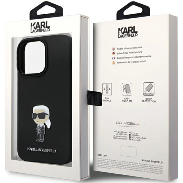 Чохол Karl Lagerfeld Silicone Ikonik Metal Pin для iPhone 14 Pro Max Black (KLHCP14XSMHKNPK)