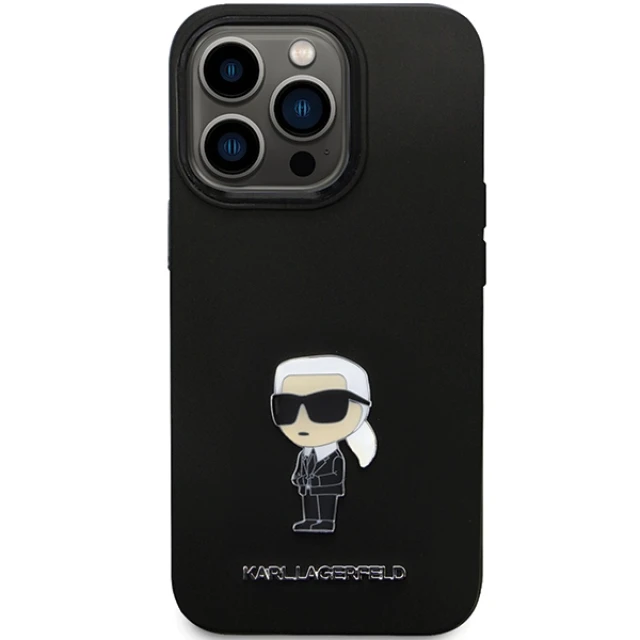 Чохол Karl Lagerfeld Silicone Ikonik Metal Pin для iPhone 14 Pro Max Black (KLHCP14XSMHKNPK)