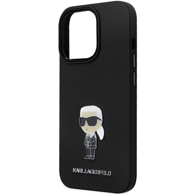 Чохол Karl Lagerfeld Silicone Ikonik Metal Pin для iPhone 14 Pro Max Black (KLHCP14XSMHKNPK)