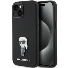 Чехол Karl Lagerfeld Silicone Ikonik Metal Pin для iPhone 15 Black (KLHCP15SSMHKNPK)