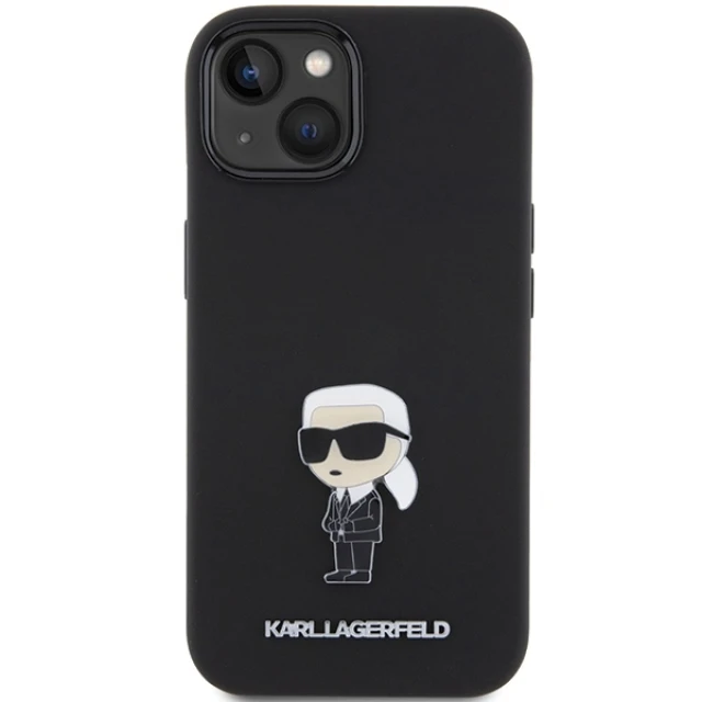 Чохол Karl Lagerfeld Silicone Ikonik Metal Pin для iPhone 15 Black (KLHCP15SSMHKNPK)