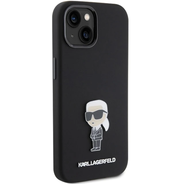Чохол Karl Lagerfeld Silicone Ikonik Metal Pin для iPhone 15 Black (KLHCP15SSMHKNPK)