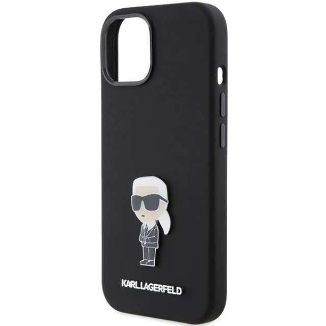 Чохол Karl Lagerfeld Silicone Ikonik Metal Pin для iPhone 15 Black (KLHCP15SSMHKNPK)