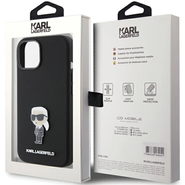 Чохол Karl Lagerfeld Silicone Ikonik Metal Pin для iPhone 15 Black (KLHCP15SSMHKNPK)